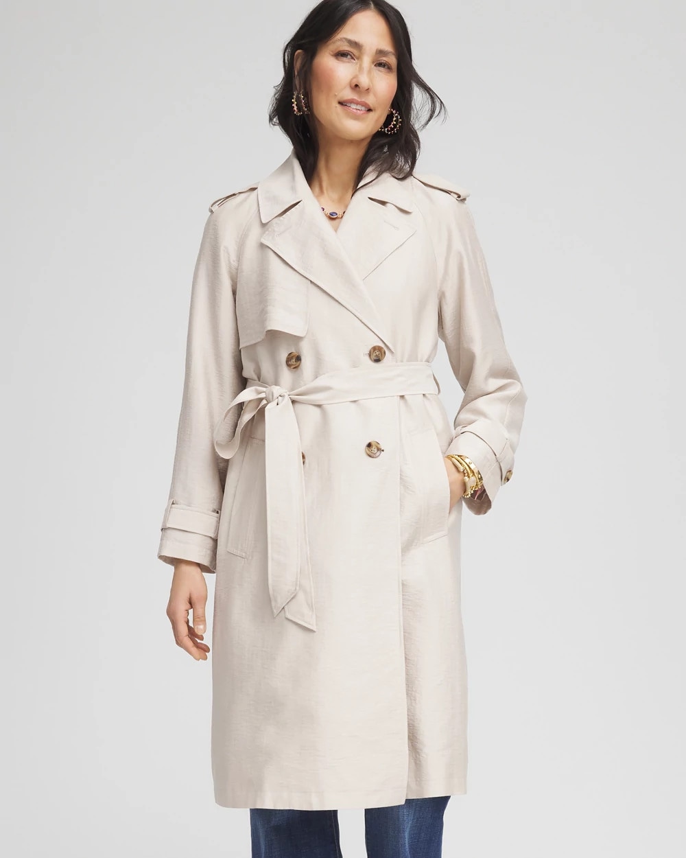 ジャケット・アウター OVER SHORT TRENCH COAT 2 Short trench coat with classic details - Grey - Sz. 40-64